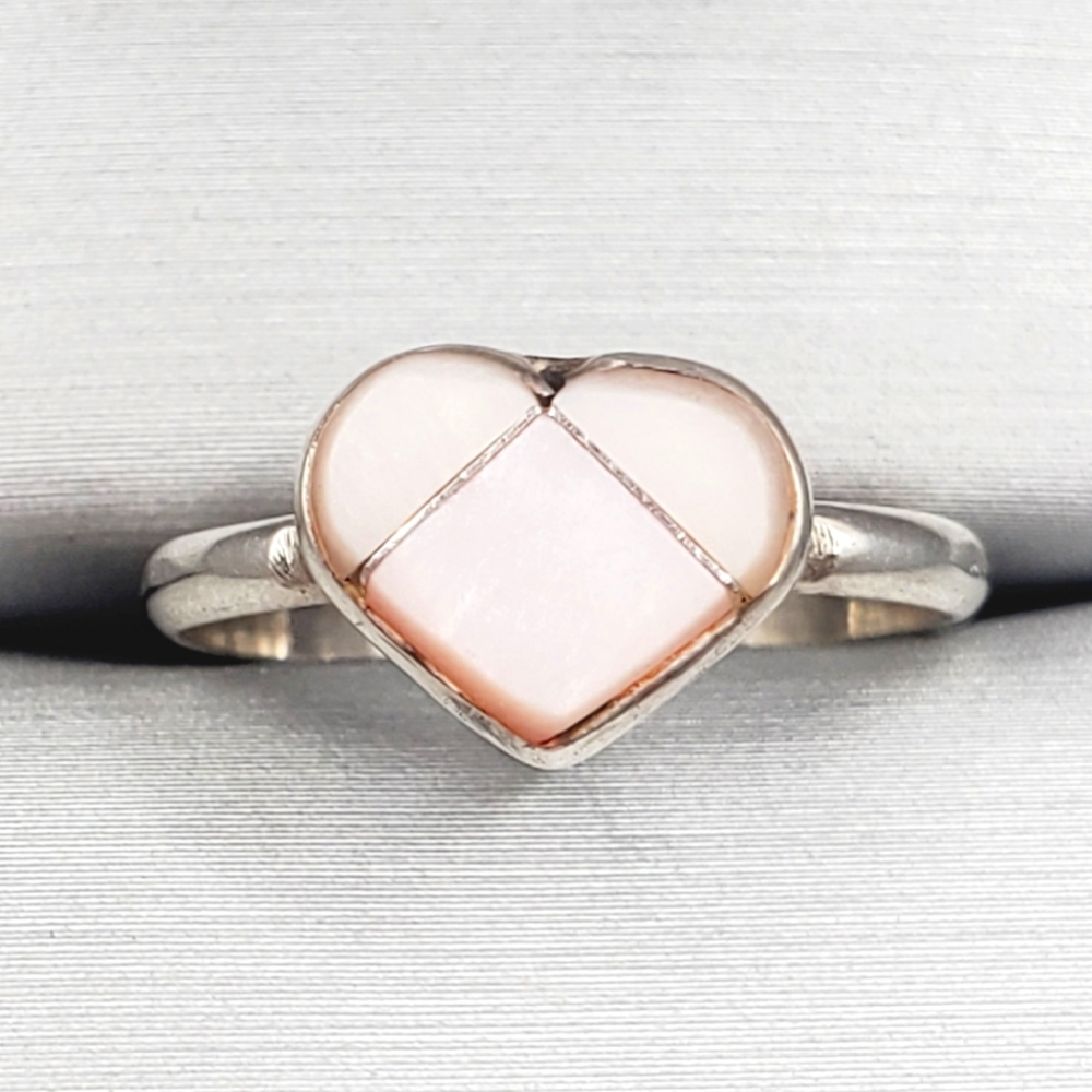 Mother Of Pearl 925 Sterling Silver Heart Ring